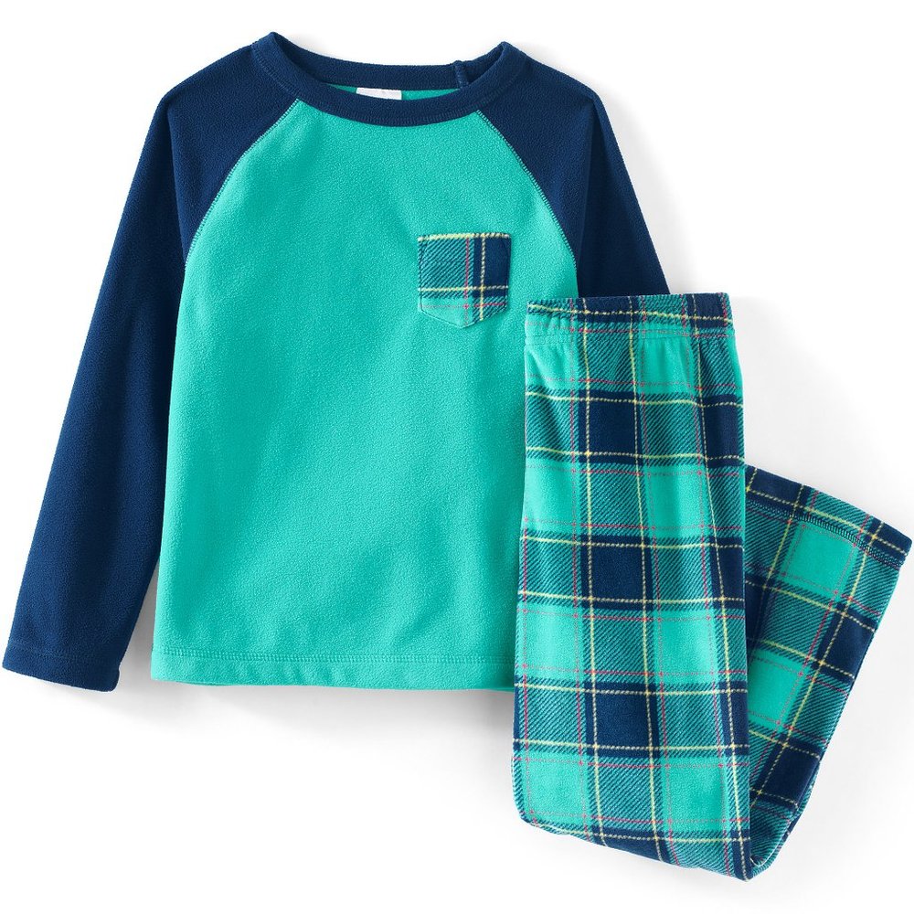 Lands' End Kids Long Sleeve Pocket Fleece Pajama Set, NWT
